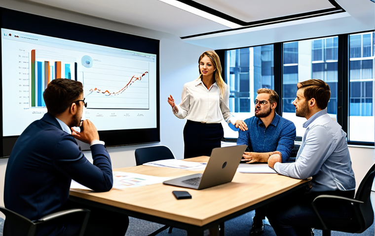 **

"A diverse team brainstorming in a modern office, collaborating on data analysis charts projected on a large screen. Everyone is fully clothed in professional attire, engaging in a business meeting, safe for work, appropriate content, perfect anatomy, natural proportions, well-formed hands, proper finger count, professional environment, family-friendly."

**